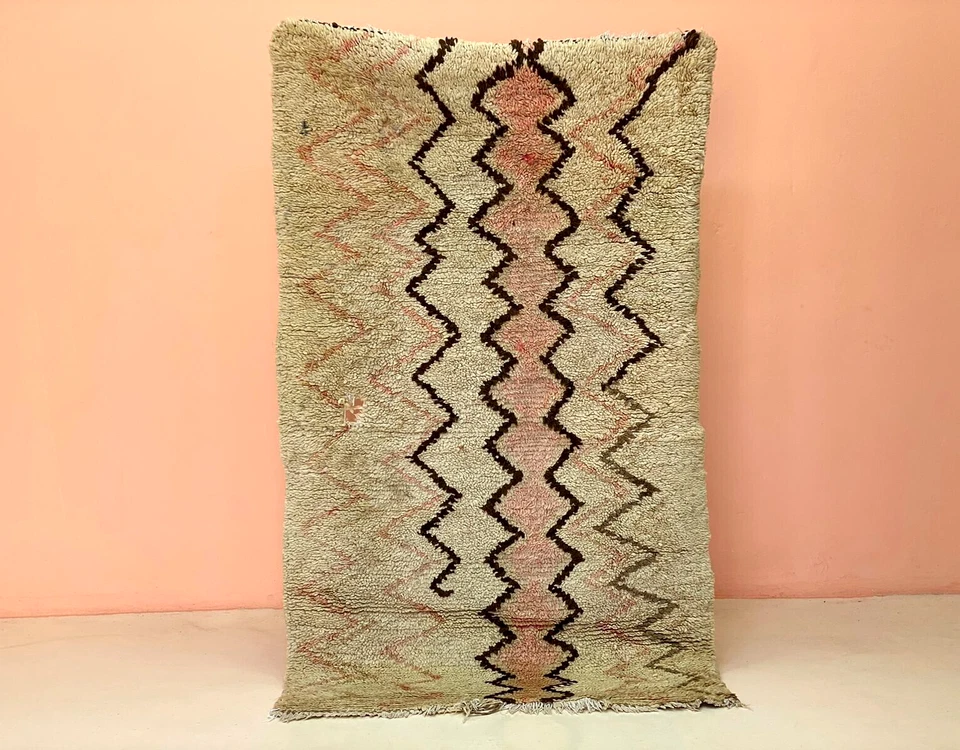 Alfombra de lana suave escalera alfombra de corredor marroquí área de corredor tradicional 3,5x6 pies Foto 1 de 4