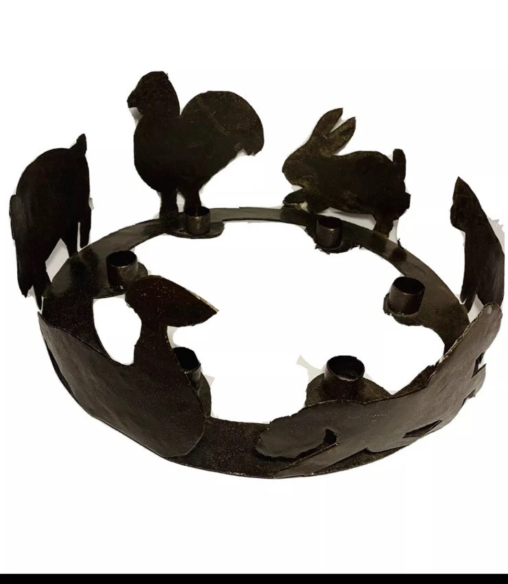 Anillo de vela redondo artesanal de metal para arte popular de animales de granja Foto 1 de 4
