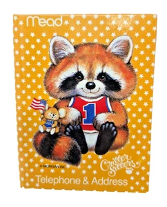 Mini telefono e rubrica procione vintage Mead Critter Sitters allenamento NOS - Foto 1 di 13