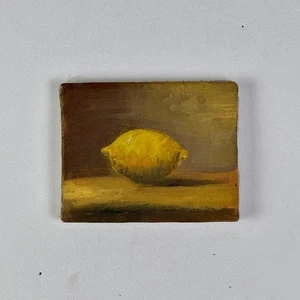 Piccolo dipinto olio su tela tesa originale di limone - Foto 1 di 5