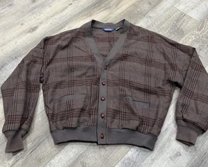Vintage 80s Pendleton Houndstooth Cardigan Sweater XL 100% Virgin Wool Made USA - Picture 1 of 9
