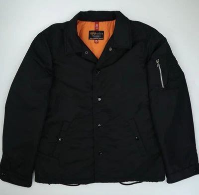 Alpha Industries EE. UU. MA-1 Hombres’s M Chaqueta de Bombardero Acolchada Botón a Presión Cuero Logo Foto 1 de 4