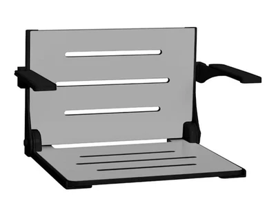 Asiento de banco de ducha plegable Seachrome Silhouette Comfort con brazos, asiento gris Foto 1 de 4