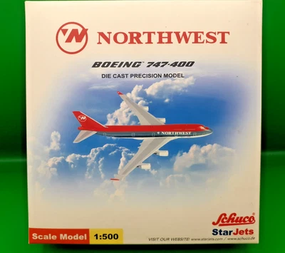 SCHUCO STAR JETS WINGS METAL NORTHWEST BOEING 747-400 1/500 - Immagine 1 di 4