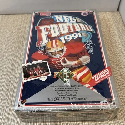 Fútbol americano Upper Deck 1991 edición Premier caja sellada de fábrica Find The Montana Foto 1 de 3