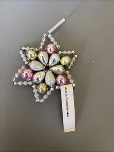 Antique Mercury Glass Beaded Czechoslovakia STAR Christmas Ornament New With Tag - Picture 1 of 2
