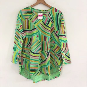 Fresh Produce Sundrenched Catalina Top 1X buntes abstraktes Streifendruck Baumwolle - Bild 1 von 9