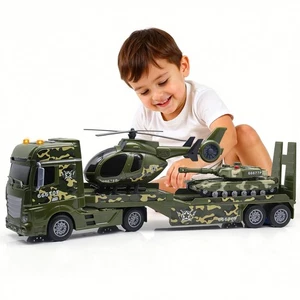 Grün Militär großer LKW Spielzeug, 21" Semi Armee LKW Spielzeug mit Hubschraubern & Ta... - Bild 1 von 7