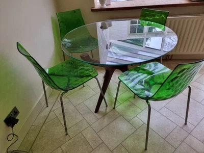 Calligaris ICE Chairs Set of 4 with Glass Dining Table - Image 1 of 4