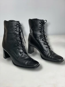 Vintage GABBY Schuh Made In Brazil Größe 6,5 M selten Stiefel Leder schwarz Schnürsenkel - Bild 1 von 10