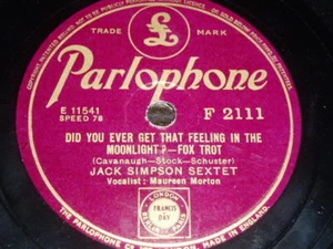 JAZZ 78 rpm RECORD JACK SIMPSON SEXTET Maureen Morton - Picture 1 of 1