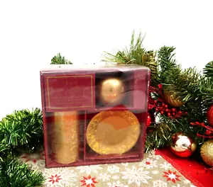 Christmas New Year 3 Pc Holiday Gold Candle Set Home Decor Gift New in Box - Picture 1 of 5