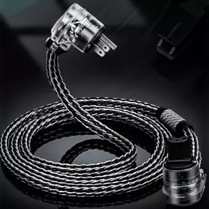 Cable de alimentación híbrido plateado 8 AWG OCC de la UE EE. UU. Cable de alimentación de audio HiFi enchufe de ángulo recto - Imagen 1 de 11