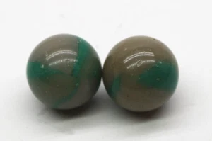 Set of 2 Classic Gray Blue Green Swirl Shooter Marble MCM 20 mm - Picture 1 of 7