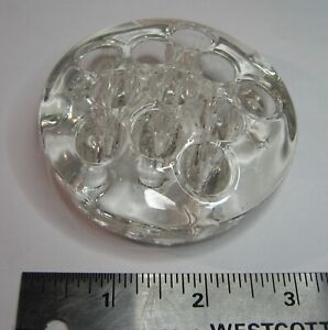 Glass Flower Frog Clear Round 11-Hole 3-Inch Diameter Used