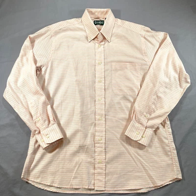 VINTAGE Gitman Bros Button Down Shirt Mens L Orange Vertical Striped Made In USA - Image 1 of 4