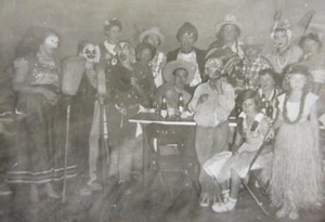 Vintage Halloween Party Costumes Photo Clown Pirate Hula Girl Cowboy 1940-50s - Picture 1 of 6