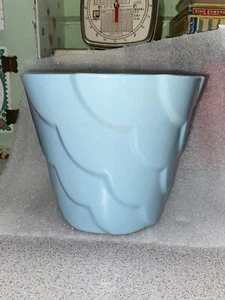 Vintage Mid Century Modern Scalloped Blue Alamo Pottery Planter 829-5 - Picture 1 of 7
