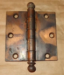 Bisagra de puerta japonesa vintage 3-1/2" x 3-1/2 cobre destello metal cañón punta bola - Imagen 1 de 9