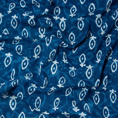 Tela de algodón con estampado de bloques azul índigo de 2,5 yardas tela con estampado natural indio Foto 1 de 4