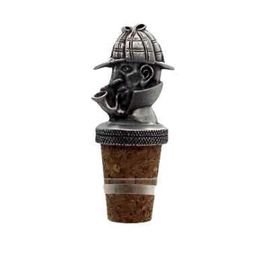 Sherlock Holmes Crafted Pewter Bottle Stopper / Wine Saver  - Picture 1 of 3