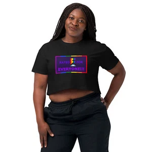 "Rated E for Everyone" Crop top LGBTQ Bisexual Pansexual Omnisexual Gender - Picture 1 of 12