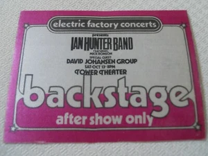 Ian Hunter Band w/David Johansen Group - backstage pass After show only - Picture 1 of 1