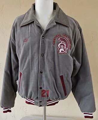 Chaqueta Universitaria Vintage Años 80 Rennoc Gris Pana MN CENTRAL CENTURIONS Ed #21 XL Foto 1 de 4