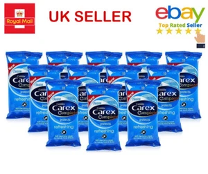 12 x SALVIETTINE COMPLETE RINFRESCANTI PROTEZIONE VISO CORPO VIAGGIO CAREX 15 - Foto 1 di 1