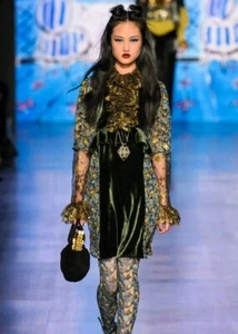 $600 NWT Anna Sui Designer Runway Dress Fall 2017 Boho Grunge Hippie Sz 2 Small - Picture 1 of 8