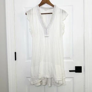 Mini Vestido POUPETTE St. Barth Talla S Blanco Sasha Crochet Plisado Manga Acampanada - Imagen 1 de 8
