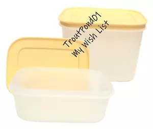 Tupperware Freezer Mates Plus Small Deep Snowflake 4 3/4 c 1 3/4 c Yellow Set 2 - Picture 1 of 3