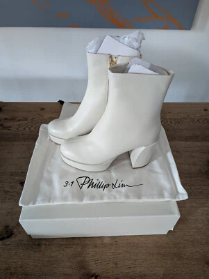 Phillip Lim Naomi Cuero Plataforma Botines-Hueso 8US Nuevo en Caja Original 38EUR Foto 1 de 2
