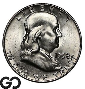 1958-D Franklin demi-dollar, lignes de cloche complètes, gemme BU++ FBL ** Livraison gratuite !