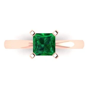 1 tcw Princess Vintage Engagement Ring, 14K Rose Gold Lab Created Gemstone - Picture 1 of 30