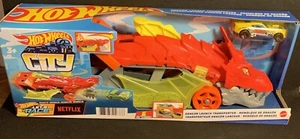 Hot Wheels City Dragon Launch Transporter Set 🏎️ Stores Up To 5 Vehicles - Picture 1 of 3