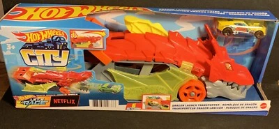 Hot Wheels City Dragon Launch Transporter Set 🏎️ Stores Up To 5 Vehicles - Image 1 of 3