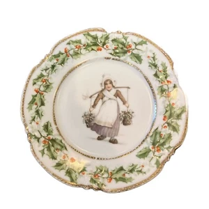 Vintage Dutch Girl & HEINRICH & CO BAVARIA Holly Gold Trim Plate - Picture 1 of 2
