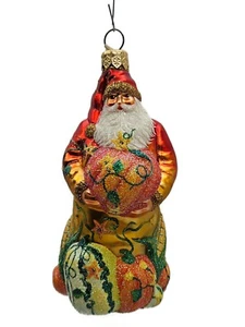 Patricia Breen Ernte Weihnachtsmann orange Kürbisse Herbst Christbaumschmuck - Bild 1 von 9