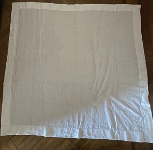 Tovaglia vintage tinta unita lino bianco cotone 44” x 42” dettaglio punto orlo singolo - Foto 1 di 6