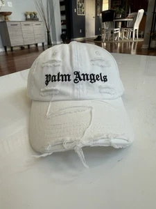 Cappellino Palm Angels logo strappato bianco/nero regolabile stile vintage invecchiato - Foto 1 di 5
