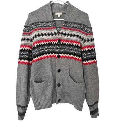 Cárdigan Gap Hombres Fair Isle Suéter Gris Mezcla Lana de Cordero Botón Frontal Talla S Foto 1 de 4
