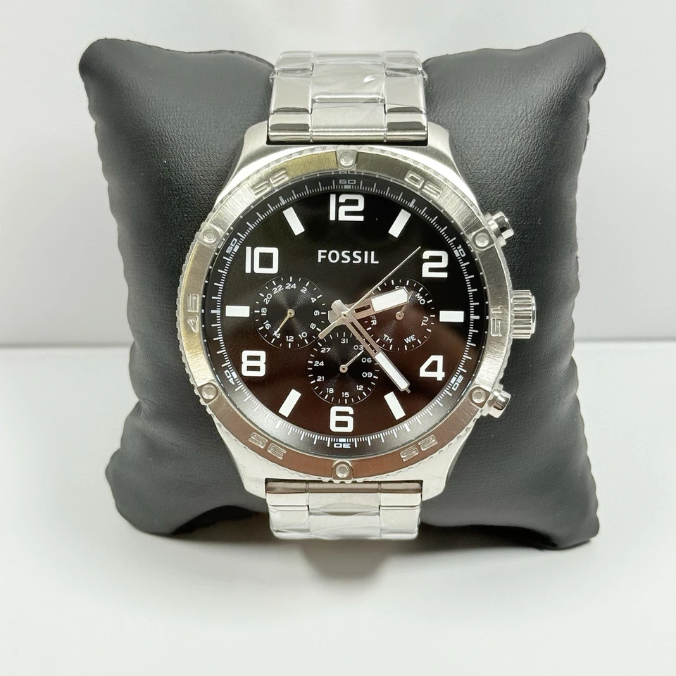 AUTHENTIC FOSSIL BROX MULTIFUNCTION SILVER BLACK CHRONO BQ2797 MEN'S WATCH