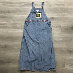 VTG Christopher & Banks Embroidered denim Jean Dress Jumper Teacher - Size M - Picture 1 of 6