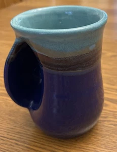 Pottery Handwarmer Mug Left Hand Cobalt Blue 2021 Signed Neher Excellent! - Picture 1 of 4