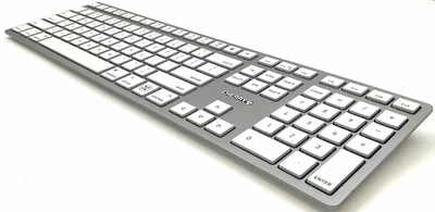 Cherry KW 9100 Slim Wireless Keyboard Silver Rechargable Gray MacOS JK-9110US-1 - Image 1 of 4