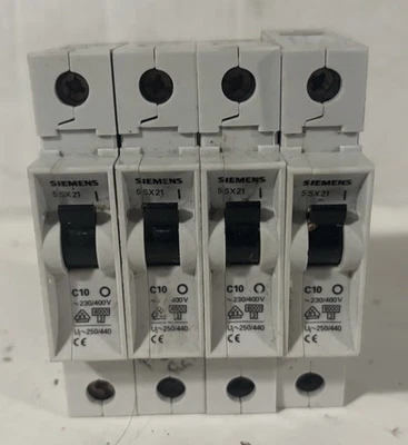 Lot (4) Siemens 5SX21 / C10 / 230/400V  - Image 1 of 3