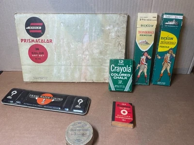 Винтаж 1940-е Художественные Материалы Металлический Пранг Акварель Олово Призмаколор Орел Карандаш - Изображение 1 из 4