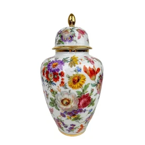Vintage Bavaria Porzellan White Floral Lid Decorative Antique Porcelain Vase - Picture 1 of 8