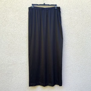Vtg Oleg Cassini 100% Silk Long Maxi Skirt Sz 16 Black Formal Goth Eve Vamp Sexy - Picture 1 of 14